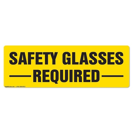 Safety Glasses Required 18in Non-Slip Floor Marker, 6PK